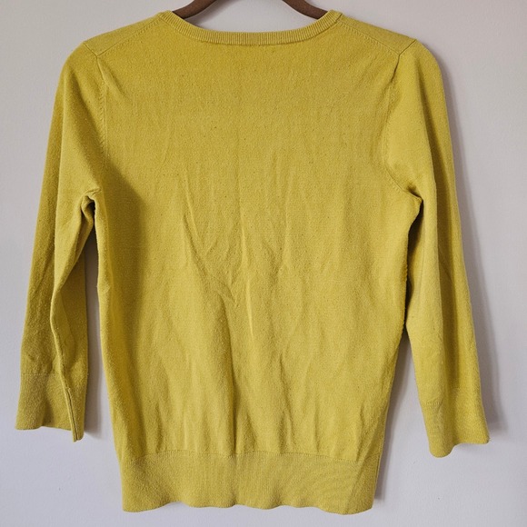 Cable & Gauge Cardigan Womens Small Yellow 3/4 Sleeve Textured Knit Sweater - Picture 6 of 12